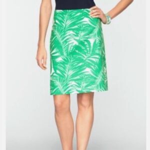 Talbots Petites Palm Leaf Cotton‑Blend Skirt – Size 4P – NWT